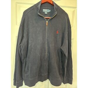 Polo‎ By Ralph Lauren Men's XL Navy Knit Full Zip Jacket With Red Pony